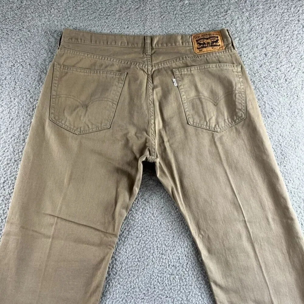 NEW Levis 505 Jeans Mens 36x29 Beige Straight Leg Regular Fit Denim Grunge Chore